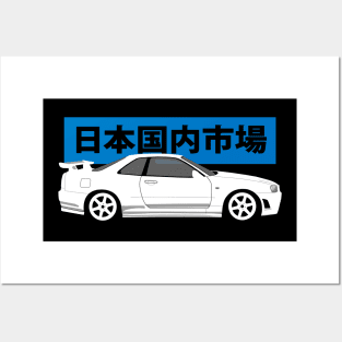 Side View Nissan Skyline r34 gtr 1999-2002 Posters and Art